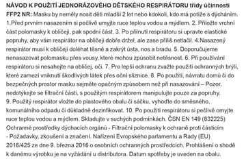 Návod - dětský respirátor