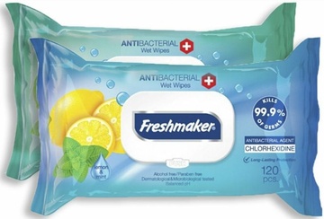 Freshmaker antibakteriální vlhčené ubrousky na ruce a tělo lime&mint 120 ks
