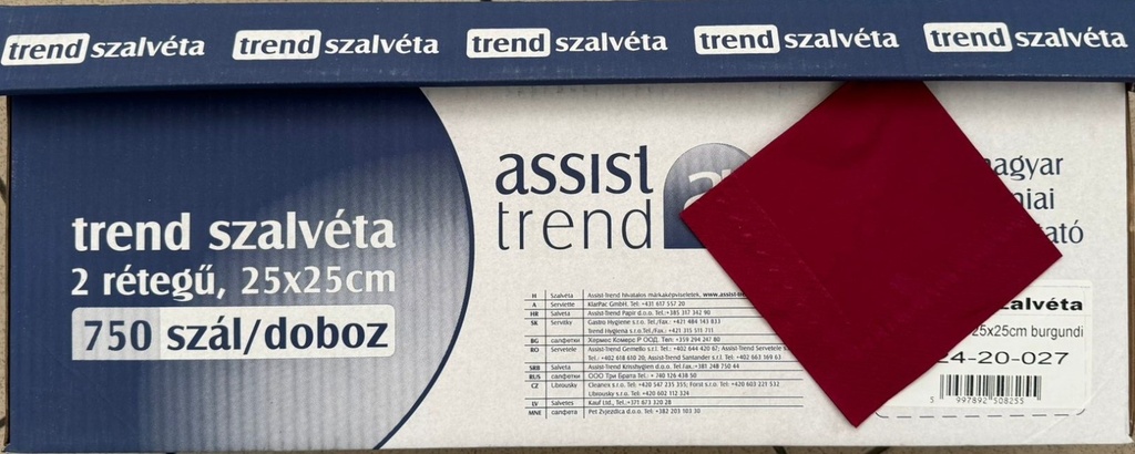 Papírové ubrousky vínové, dvouvrstvé 750 ks