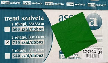 Papírové ubrousky zelené, dvouvrstvé 750 ks