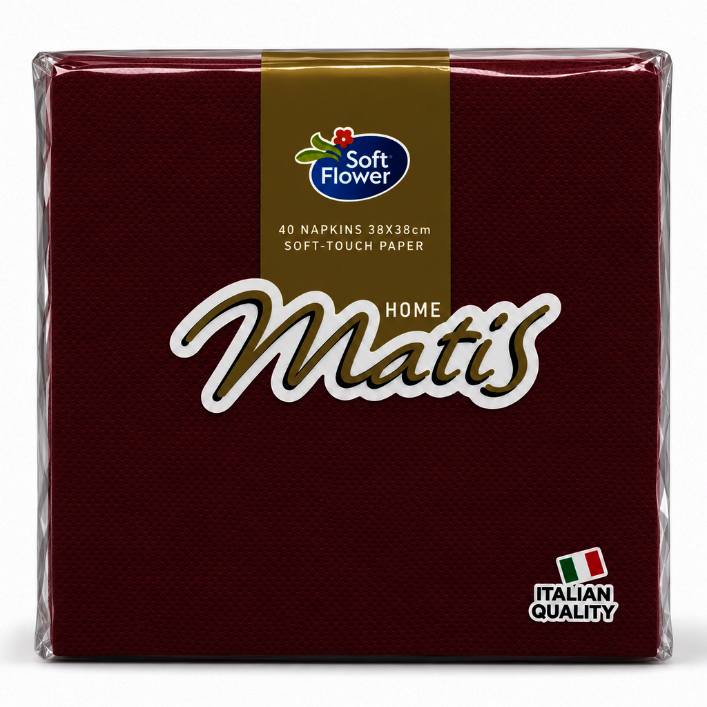 Ubrousek MATIS 38 x 38 bordo 40 ks 