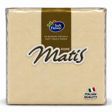 Ubrousky MATIS LUX 38 × 38 cm, krémové, 2vrstvé, 40 ks 1/4