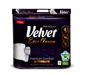 Toaletní papír VELVET Excellence 4vrstvý, 160, útržků, 9 ks/balení